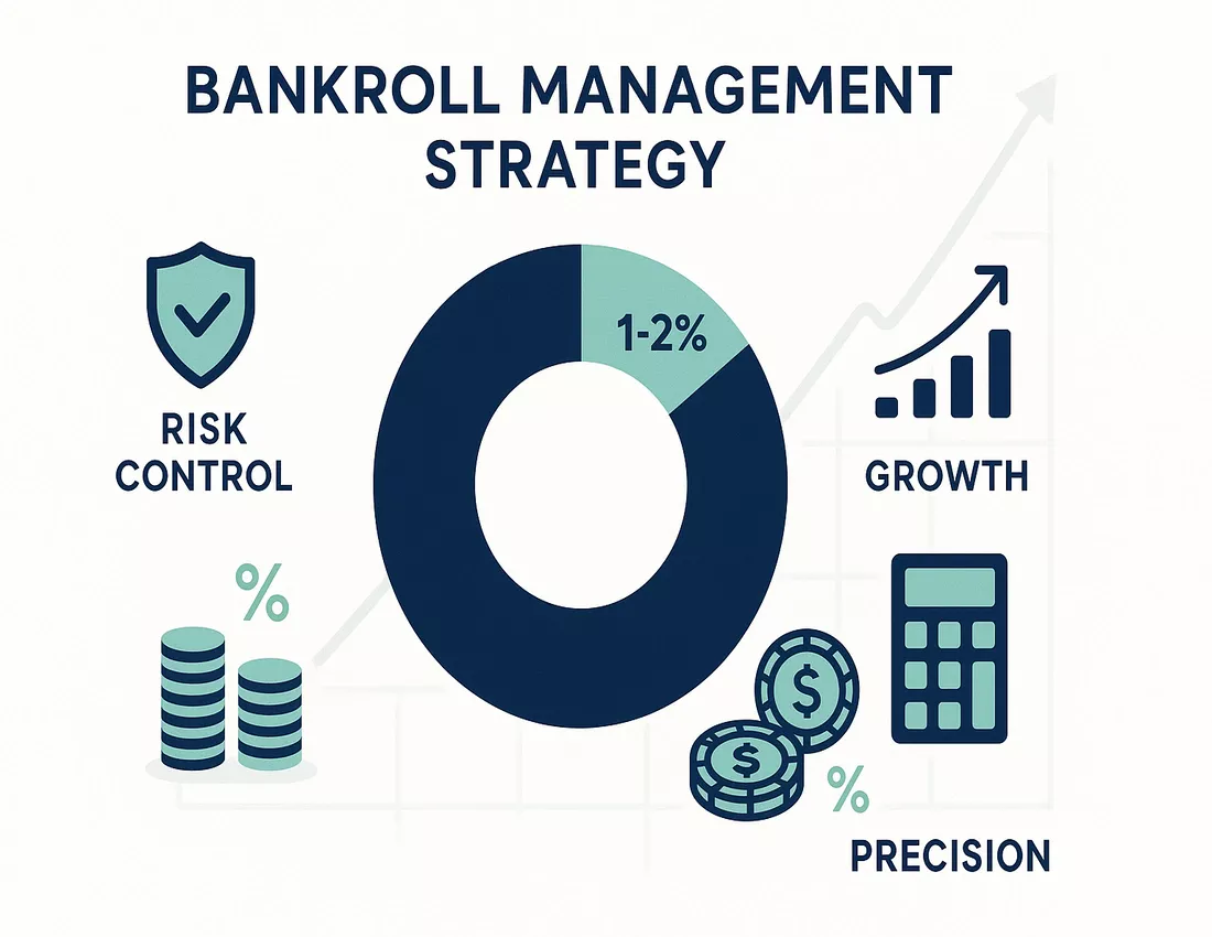 Bankroll management infographic showing betting unit allocation and risk management strategies