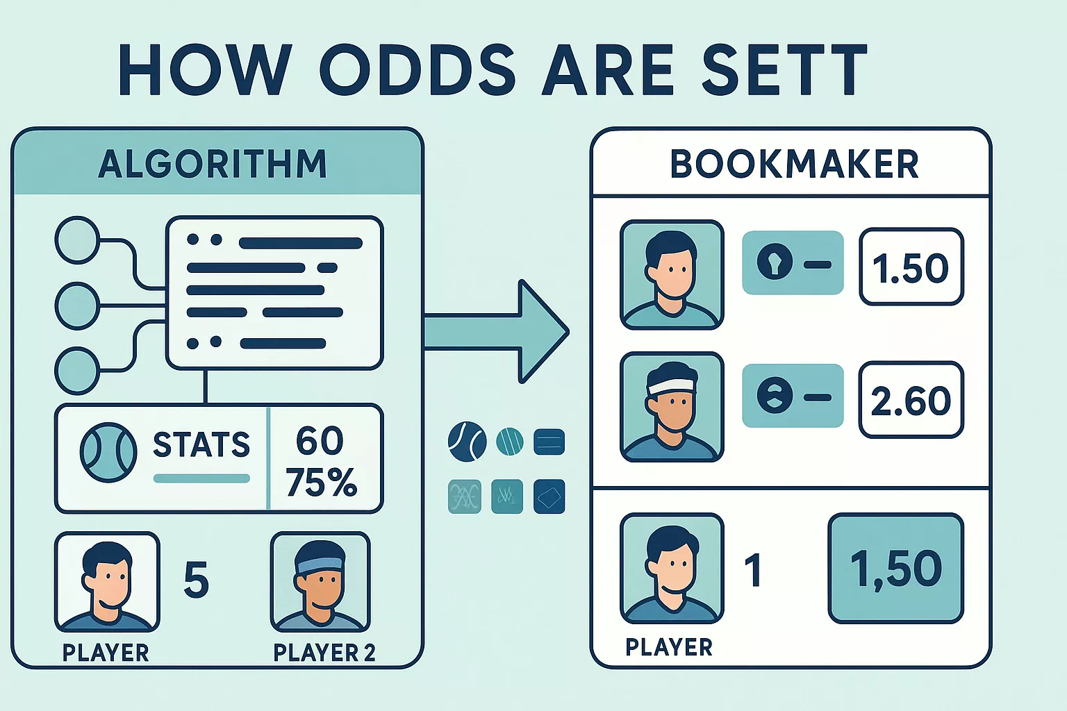 Bookmaker odds setting algorithm process from data to final prices