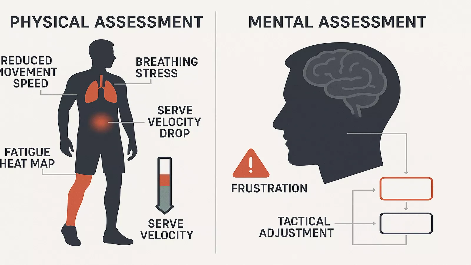 Physical and mental condition assessment showing player diagnostics and psychological indicators