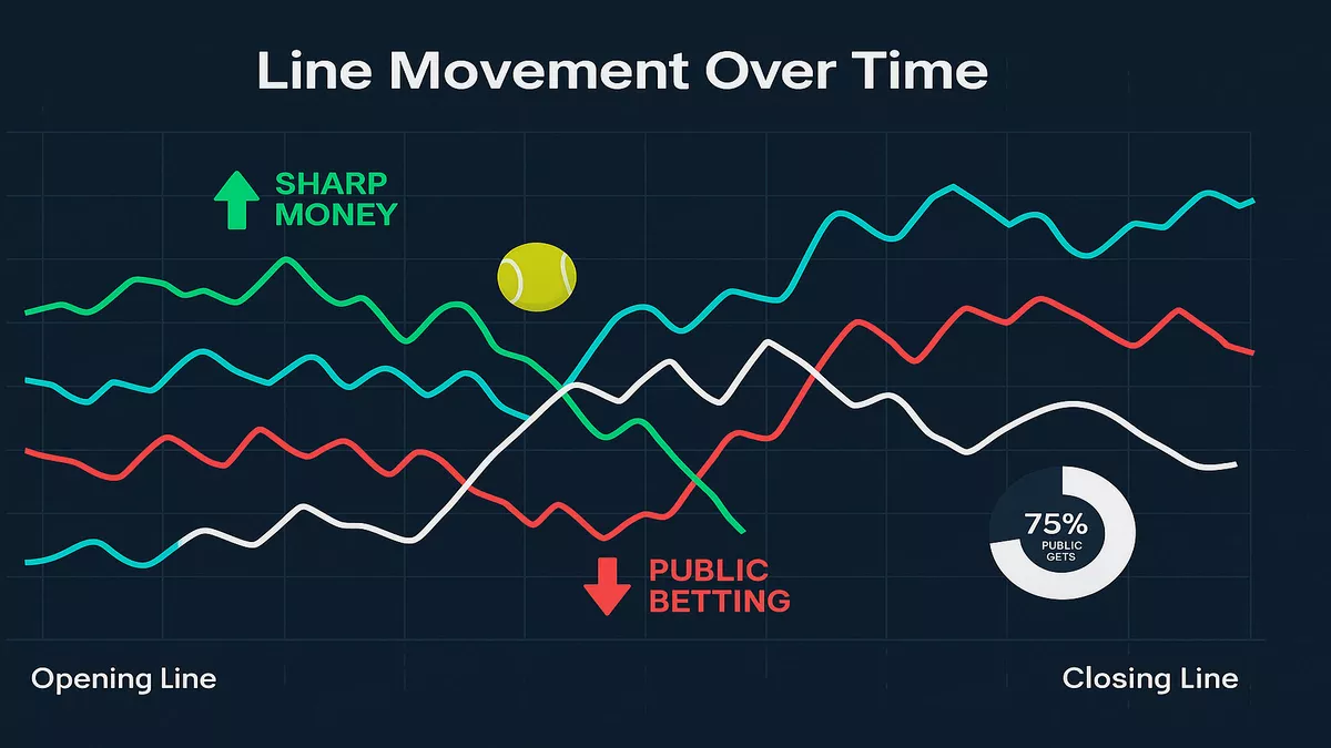 Sharp money line movement analysis showing betting market dynamics