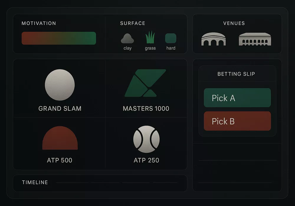 Tournament-specific betting strategy dashboard with analytics and player performance metrics